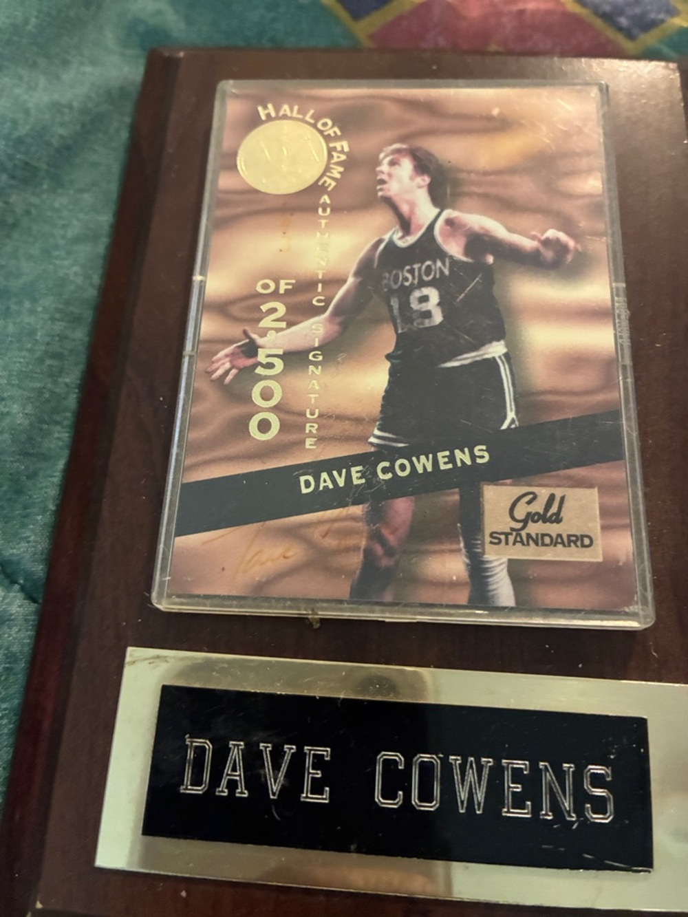 Dave Cowens Gold Standard Hall of Fame Basketball Card Plaque - Brown/Gold real
